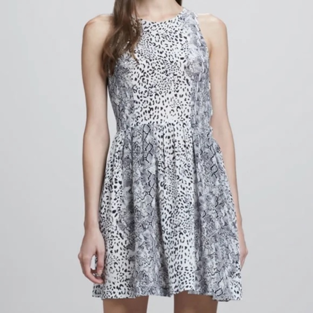 Joie Silk Black and White Animal Print Dress